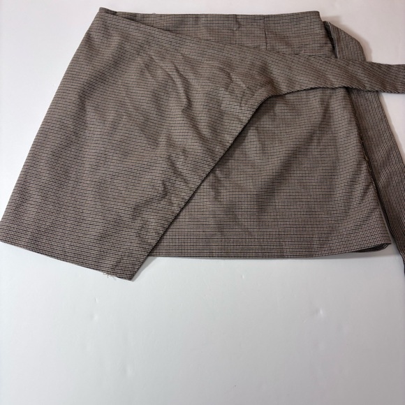 Rachel Zoe Mini Skirt Faux Wrap Side Tie Versatile Chic Subtle Pattern Brown 6 - Picture 6 of 11